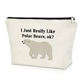 Polar Bear Gifts for Women Makeup Bag Polar Bear Lover Gift Animal Lovers Gift for Friend Cosmetic Bag Birthday Gifts for Sister Graduation Gifts for Her Christmas Gifts Cosmetic Travel Pouch