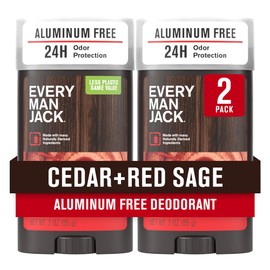 Every Man Jack Cedar + Red Sage Men’s Deodorant - Stay Fresh with Aluminum Free Deodorant For all Skin Types - Odor Crushing, Long Lasting, with Naturally Derived Ingredients - 3oz (2 Pack)
