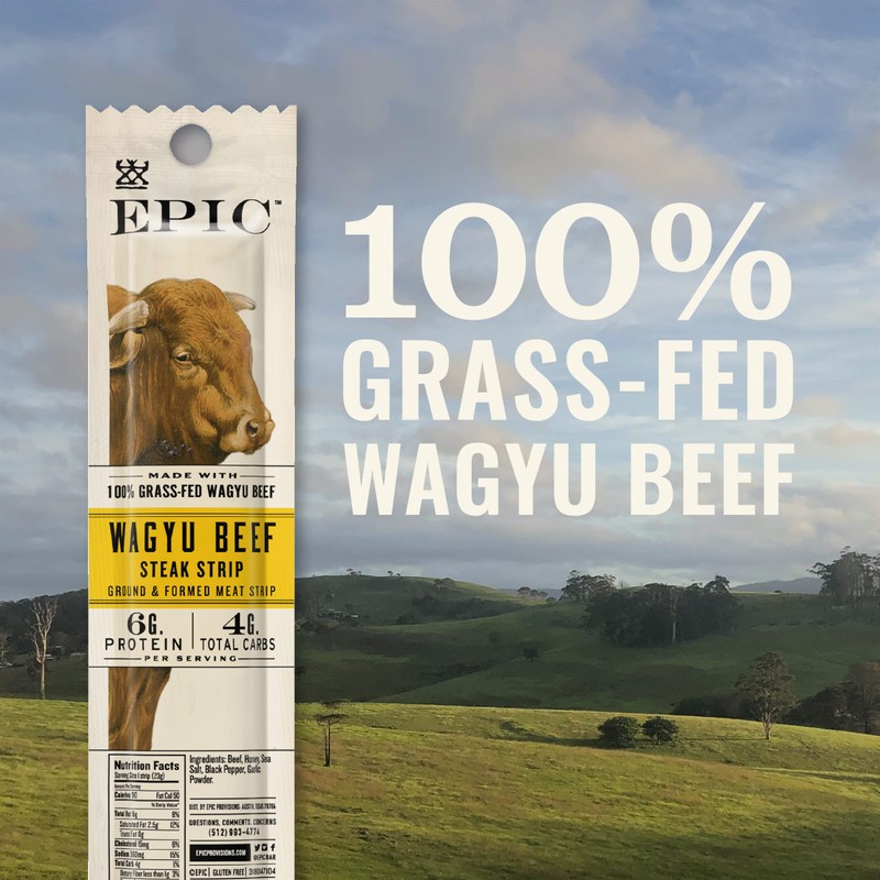 EPIC Wagyu Beef Steak Strips, Grass-Fed, Paleo Friendly, 20 ct,