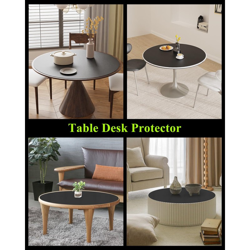 FURKIT Black Plastic Table Cover Protector, 48" Round Waterproof Easy