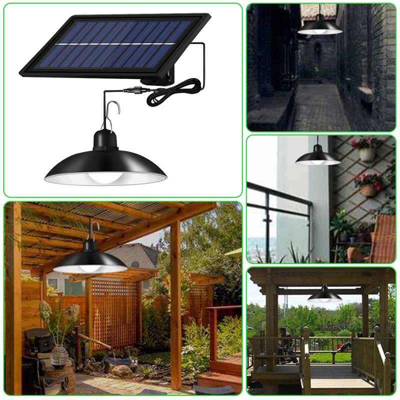 Solar Powered LEDs Ceiling Light Dimmable Shed Lights Patio Chandelier