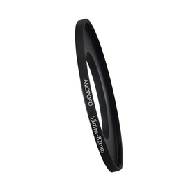55 mm to 82 mm camera filter ring (metal), 55 mm - 82 mm step up filter adapter ring. Compatible with 55 mm lenses from all manufacturers up to 82 mm filter ring (55 mm - 82 mm)
