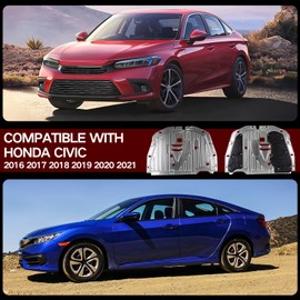 Wzrasmiles 74110-TBA-A00 Engine Splash Shield with mounting Screws Gloves and Sand Paper Compatible with Honda Civic 2016 2017 2018 2019 2020 2021,Replace:74112-TBA-A00 90674-TY2-A01