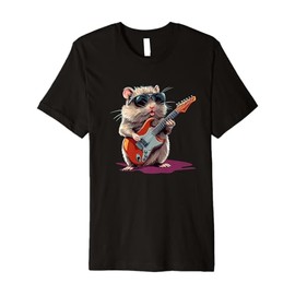 Sunglasses Hamster with Cool Electric Guitar Outfit Premium T-Shirt