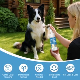 Dog Paw Cleaner Foam for Dogs & Cats, Plant-Based Paw Wash for Dirt and Outdoor Mess, Gentle Pet Paw Cleaner with Soft Brush Head for Easy Dog Foot Cleaning, 5 fl oz