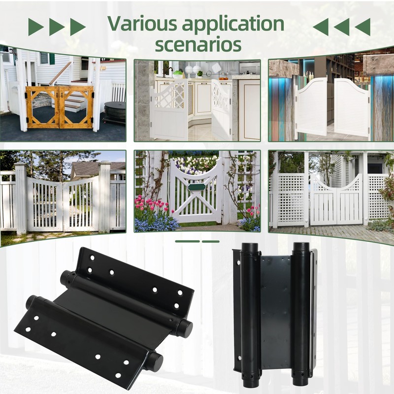 AnvFlik 8inch Black Double Action Spring Hinges, Self Closing Door