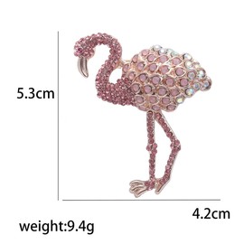 Exquisite Flamingo Bird Lapel Brooch Pin Rhinestone Austrian Crystal Animal Pins Clip Shawl Dress Suit Jackets Sweater Scarves Backpacks Brooches Pins Gorgeous Jewelry Gifts for Women Girls Clothes Accessories (Pink)