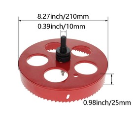 Utoolmart Bimetal Hole Saw 210mm/8 1/4 inch Professional Stainless Steel Drill Bits Cutter 1" Cutting Depth with Triangular Handle for Wood,Plywood, Cornhole, Ceiling, Drywall