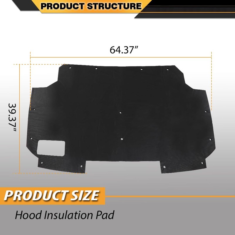 CNNELL Hood Insulation Pad with Clips Compatible with Ford F150