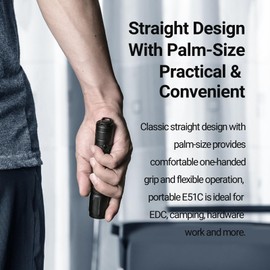 NEXTORCH E51C Rechargeable Flashlight High Lumen, 1600 Lumen Tactical Flashlight with 3 Mode & Strobe for Outdoor Hiking, Daily Overhaul, Camping, Proximity Finding, Urban Commuting, Emergency Defense