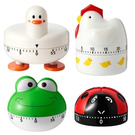 Amylove 4 Pcs Cute Mechanical Kitchen Timer Farm Animals 60 Minutes