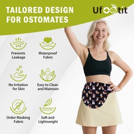 Ufootit Ostomy Belt | Ostomy Bag Covers for Men & Women | Leak-Proof, Odor-Masking Solution for Sports & Daily Life | Stylish, Universal Fit for All Colostomy Bags，(Size M, Dog)