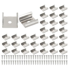 PATIKIL LED Strip Clips, 50pcs Stainless Steel Mounting Brackets Fixing Clip Clamp Support Holder with Screws for 17mm LED Strip Lighting Cable