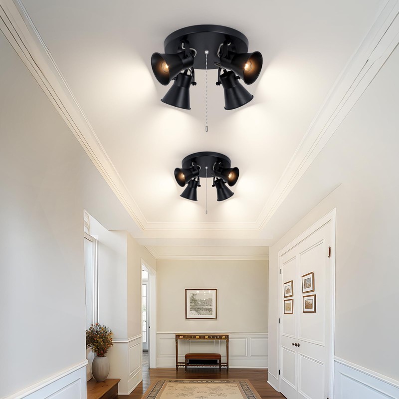 SEEBLEN 4-Light Industrial Track Lighting with Pull Chain On/Off Switch,