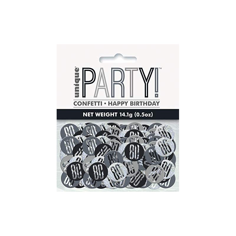 Unique 83831 Black Prismatic 80th Birthday Confetti, 5 oz 1