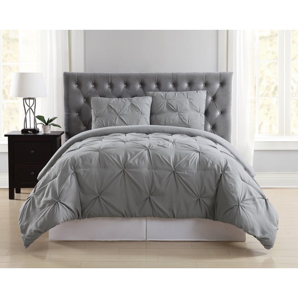 Truly Soft Everyday CS1969GYFQ-1500 Pleated Comforter Set, Grey, Full/Queen