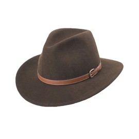 Bigalli Adventure Hat 100% Wool Felt for Women/Men Center Dent Shape with Genuine Leather Details Crushable Waterproof | Wide Brim | Safari Cowboy Cowgirl Hat | Chocolate Large
