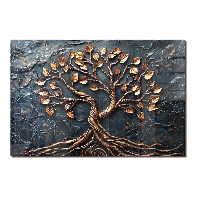 fzxwyishu Tree of Life,Tempered Glass Backsplash For Kitchen Behind Stove,Easy