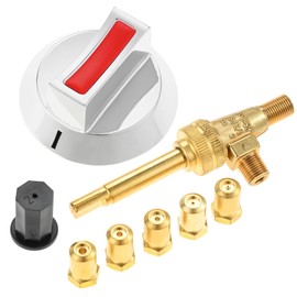 ETERMETA Long Stem Gas Stove Valve with Metal Alloy Knob and Orifice Kit (0.7mm, 1.2mm, 2.0mm, 2.5mm, 3.2mm) Compatible with Robertshaw 4626-001 Gas Range Stove