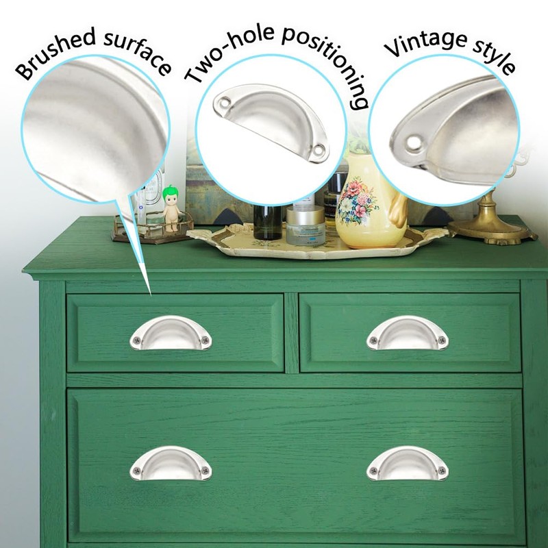 Hocansen 12 PCS Shell Cup Handles 81mm Metal Drawer Pull