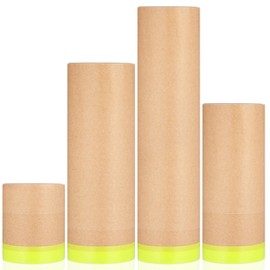 EupHHonycs 4 Rolls Masking Paper for Painting Assorted Sizes Tape and Drape Painters Paper Waterproof Automotive Pre-Taped Paint Kraft Roll for Car Floor Wall Frame Furniture Floor (50 Feet/Roll)