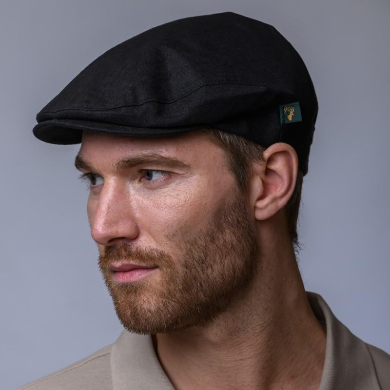 Mucros Weavers Summer Light Linen Cap (US, Alpha, Small, Black)