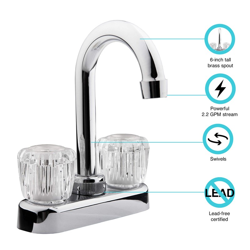 Dura Faucet DF-PB150A-CP RV Swivel Bar Faucet with Clear Acrylic