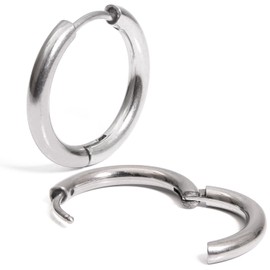 Seiya International Ring Hoop Earrings, Unisex, Korean, Both Ears, 18G, Set of 2, Stainless Steel, No Gemstone