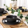 AmorArc Ceramic Dinnerware Sets, Wavy Rim Stoneware Plates and Bowls