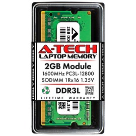 A-Tech 2GB DDR3/DDR3L 1600MHz PC3-12800 Laptop RAM SODIMM Module | 1Rx16 1.35V Non-ECC Unbuffered 204-Pin Memory Upgrade Stick
