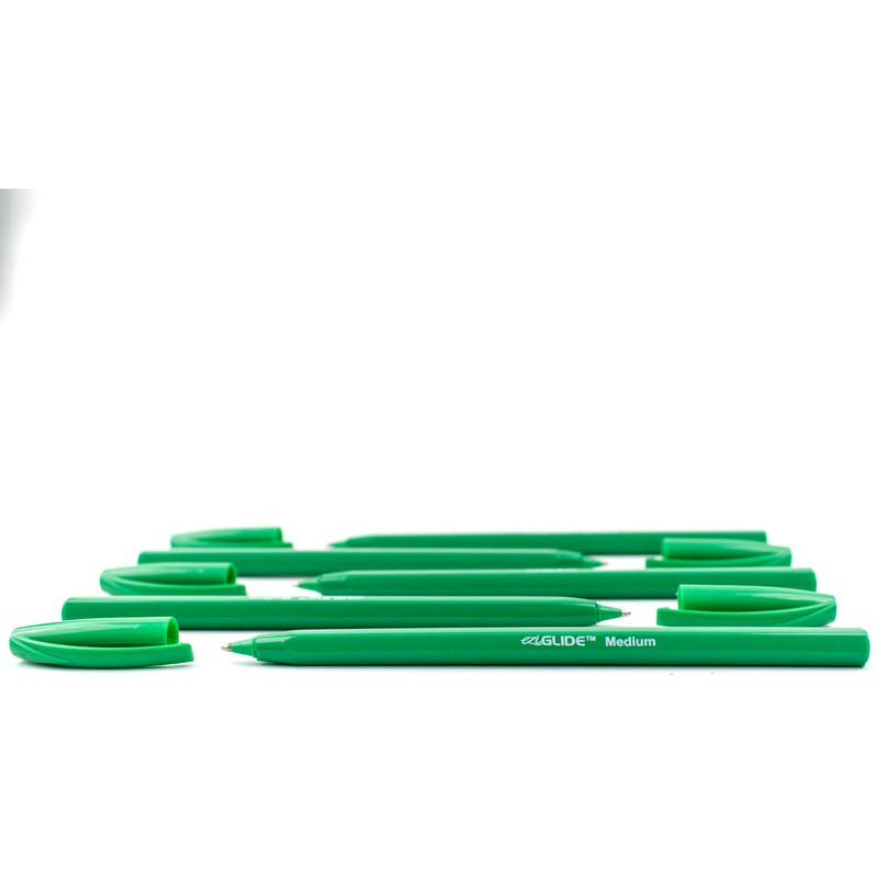 Eziglide Ballpoint Green Pen, Pack of 10 Ballpoint Pens, Smooth