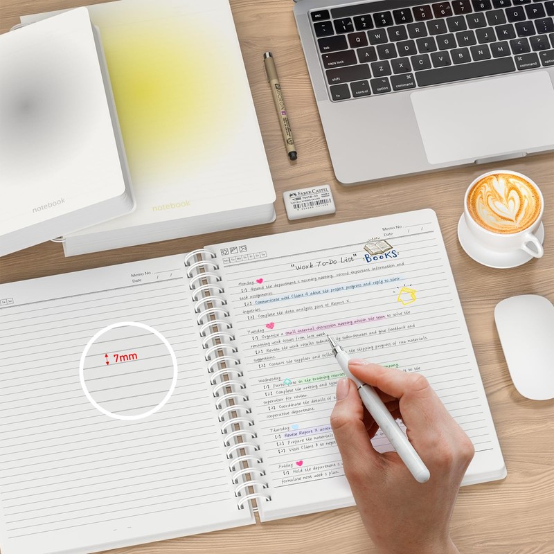 Smarpau Notebook Notepad A5, 300 Pages/150 Sheets Wirebound Spiral Notebooks