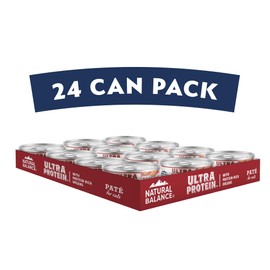 Natural Balance Ultra Protein Wet Cat Food Pate, Real Salmon Recipe with Protein-Rich Organs for Cats, Pate Cat Food with High Protein - 2.8 oz. (Pack of 24)