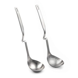 IMEEA Ladle for Pots, Ladle, Ladle, Length 12.2 inches (31 cm), Serving Spoon, Slotted Ladle, 18-8 Stainless Steel, Set of 2, Dishwasher Safe