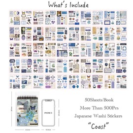 50Sheets Over 500Pcs Vintage Scrapbooking Stickers Pack, Junk Journal Stickers for Diary Planner Album Diary Notebook DIY Crafts (Letter)