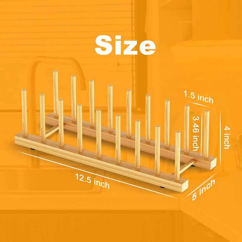 Mukylar Bamboo Dish Drying Rack for Kitchen Organizer-Sturdy Plate Rack