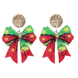 Juneteenth Glitter Acrylic Dangle Drop Earrings Black History Month Earrings Teardrop Bow Circle Ethnic Style Jewelry-bow