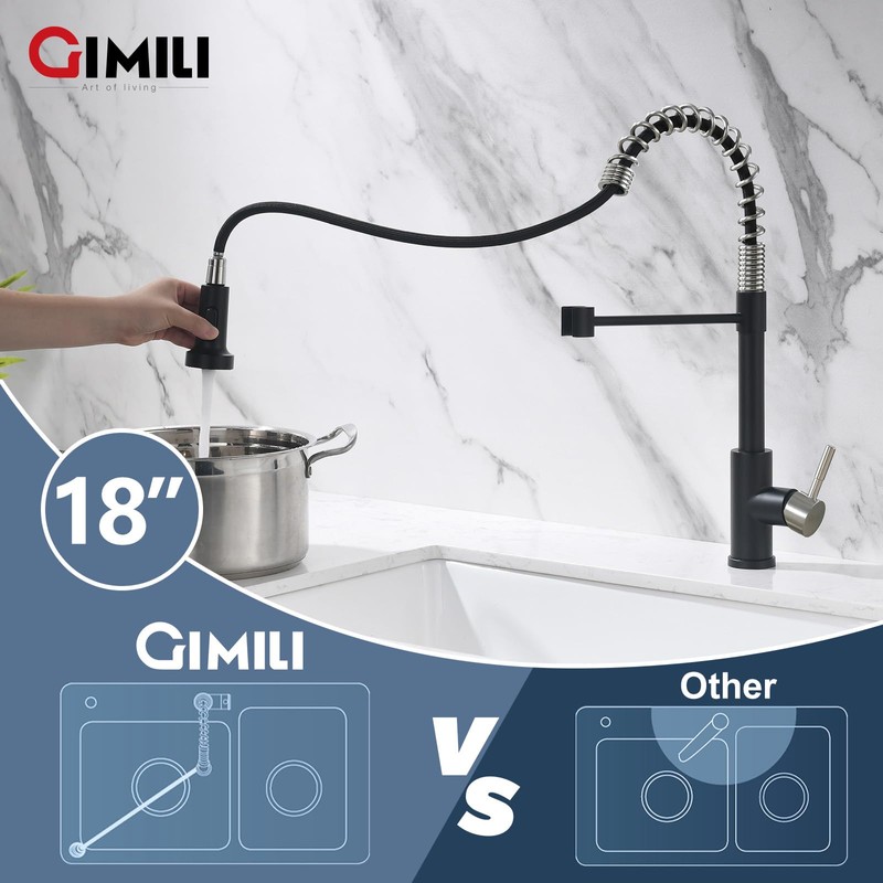GIMILI Kitchen Faucet with Pull Down Sprayer Single Hole Stainless