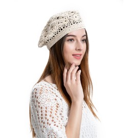 ZLYC Women's Beret Beret Hat, Plain beige