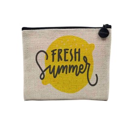 Tasche aus Leinen – Fresh Summer Zitrone Illustration Sommer Urlaub Strand – Kosmetiktasche aus Leinen Optik – Geldbörse – 15 x 10 cm, leinen, 15 x 10 cm, Kosmetiktasche