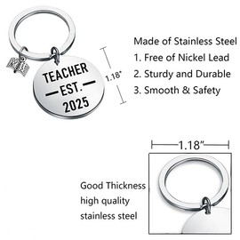 BNQL New Teacher Gifts Teacher Est 2025 Keychain future teacher gifts Teacher Graduation Gifts for Students Teacher 2025 Gifts (teacher 2025 keychain)