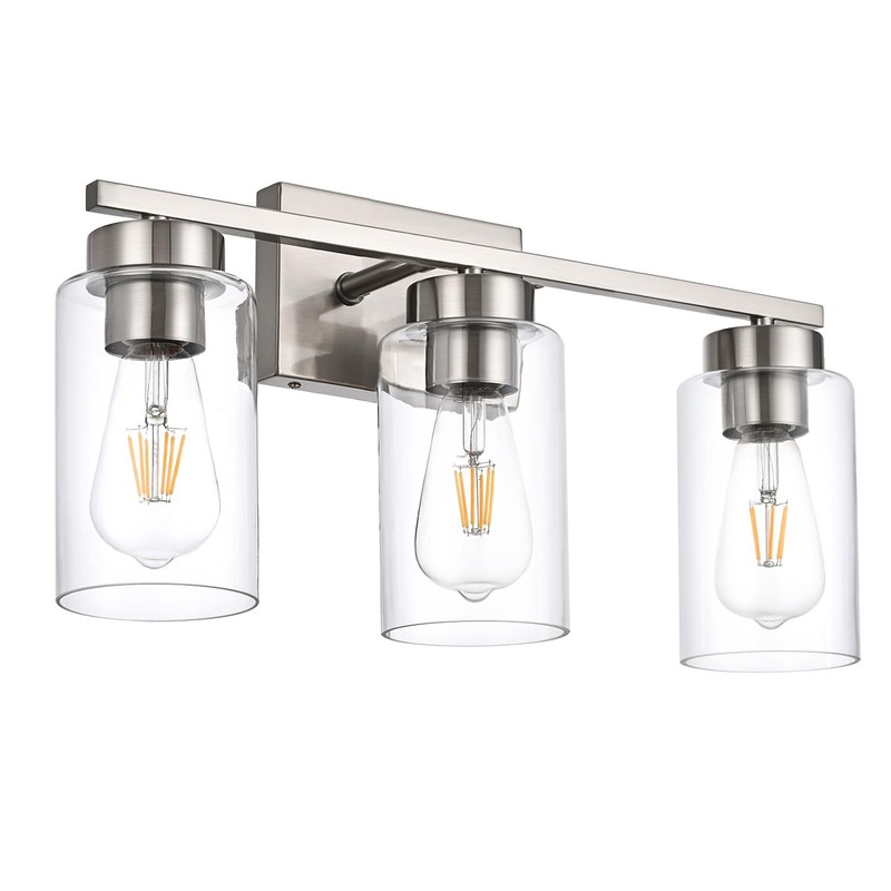 A1A9 3-Light Bathroom Vanity Light, Modern Brushed Nickel Wall Lights