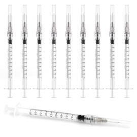 1ml Luer Lock Lab Syringe with 27 Guage 1/2 Inch(13mm) for Liquid, Industrial Dispensing,Measurement Disposable Individually Sealed Packed