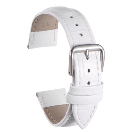 sourcing map Leather Watch Band 15mm Embossed Pattern Cowhide Watch Strap Replacement with Spring Bars for Women, White