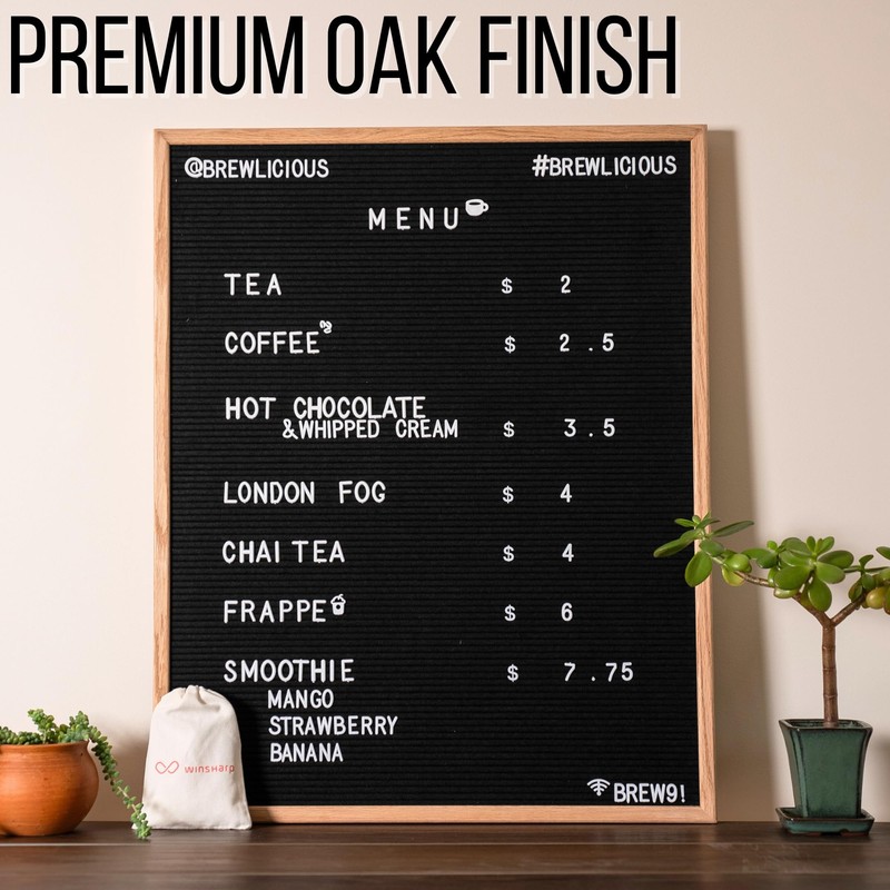 Large Black Felt Letter Board | 24"x30" Classy Dark Stained