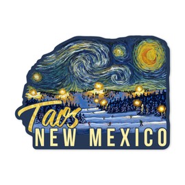 Die Cut Sticker Taos, New Mexico, Ski Resort, Starry Night, Contour Vinyl Sticker 1 to 3 inches (Waterproof Decal for Cars, Water Bottles, Laptops, Coolers), Small