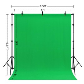 LIVUCEE 2 in 1 Green Backdrop Stand Kit, 6.5x6.5 ft Portable Dual Rod Stand kit with 6x7ft Green Backdrop-Premium Polyester for Video Streaming, Portrait Photoshoot, Wall Mounted, Parties