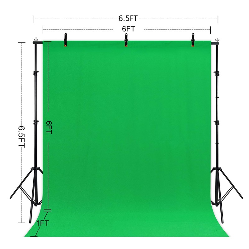 LIVUCEE 2 in 1 Green Backdrop Stand Kit, 6.5x6.5 ft