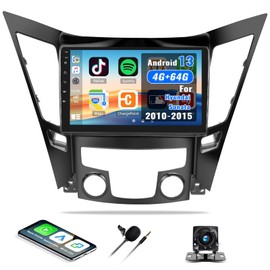 [4G+64G] Android 13 Car Stereo for Hyundai Sonata 2010-2015 with Wireless CarPlay Android Auto,9" Touchscreen Car Radio with Mirror Link Voice Control WiFi/GPS,Bluetooth,FM/RDS SWC+Backup Camera