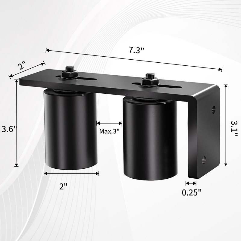 Sdstone Slide Gate Guide Roller 3" Black with L Rear